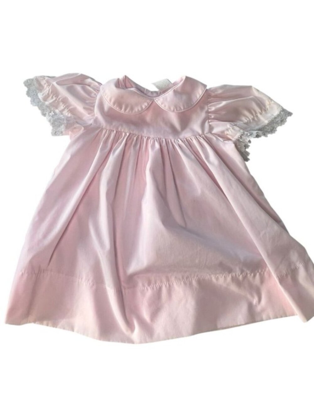 Vintage Bryan Pink Toddler Dress Lace Flutter Sleeve Peter Pan Collar Sz T3 3T